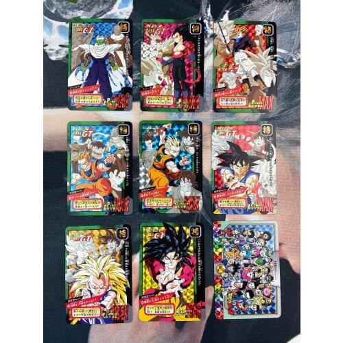 BANDAI Dragon Ball Fierce Battle Special Bullet Checkered Flashing Cloth Gauze Flashing Nine Full Set of Collection Cards