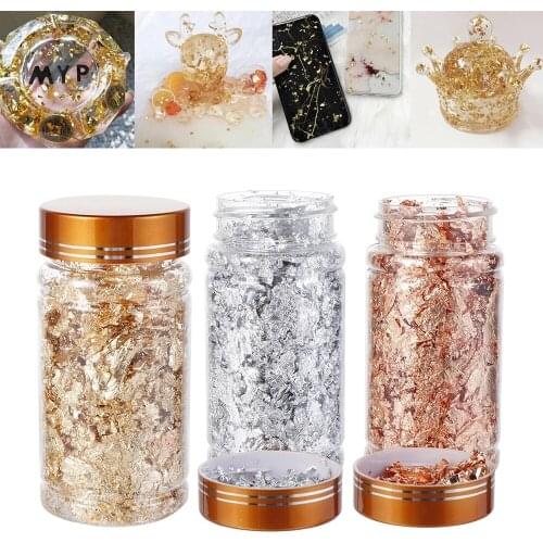 Shiny Gold Leaf Flake Luxury Resin Art Decoration Gold Foil Fillings Materials Handicrafts Gilding Decor Jewelry Making Supplies
