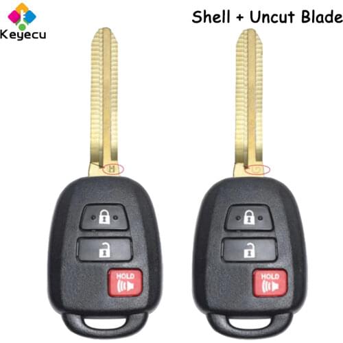 KEYECU Remote Head Car Key Shell Case With 2+1 3 Buttons G/ H TOY43 Blade - FOB for Toyota HYQ12BEL HYQ12BDM GQ4-52T MOZB52TH
