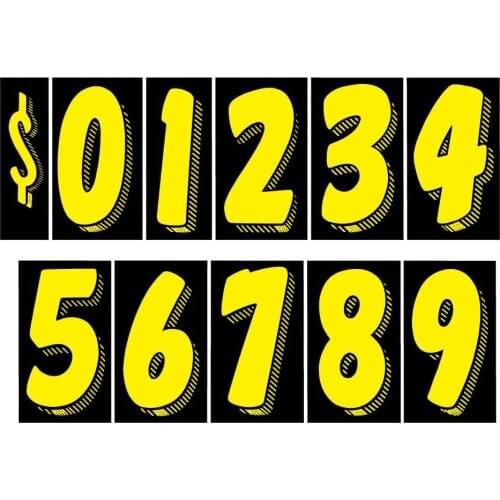 CarBowz EZ Line Vinyl Decals for Cars Windshield Large Number Stickers 13 Dozen Pro Pack Dealer Supplies (Yellow/Black) 15*15cm