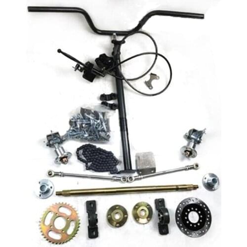 Four-wheeled Box Go-kart Modified Accessories Handle Turn to Sheep Horn Flange Rear Axle 60CM Rear Axle with 5-inch Rain Tire