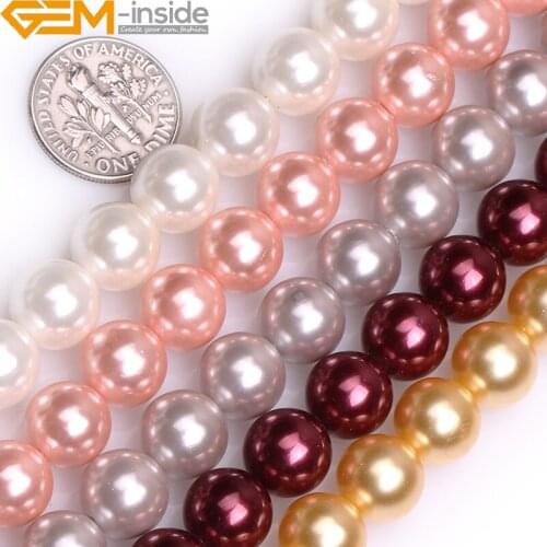 Gem-inside Natural Assorted Colors 10mm Round Shell MOP Pearl Gem stone Beads For Jewelry Making 15" Strand DIY