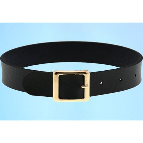 Personality temperament new fashion leather collar with metal square quick button necklace with collarbone chain neck wear