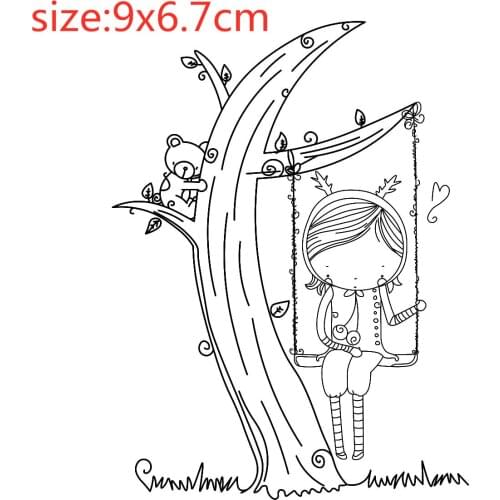 Swing Girl Transparent Silicone Clear Rubber Stamp Sheet Cling Scrapbooking DIY Cute Pattern Photo Album Paper Card Decor Stamp