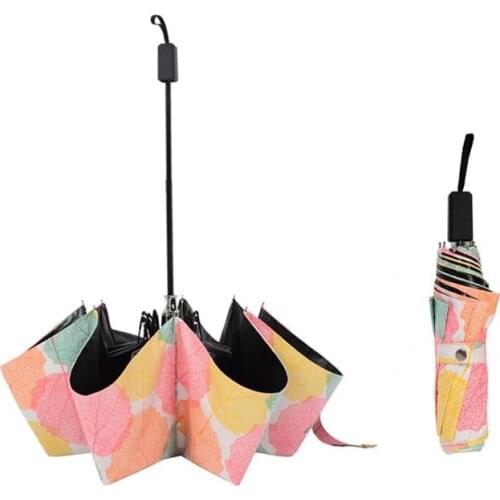 Creative Ultra Light Folding Rain and Rain Dual-use Small Fresh Umbrella Black Plastic Sun Umbrella Sun Protection UV Umbrella