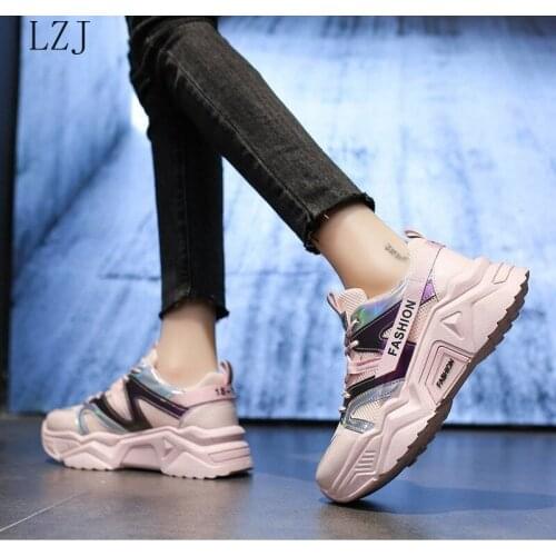 White Shoes Chunky Sneakers 2021 Casual Shoes Thick Sole Comfortable Breathable Leisure Sneakers Vulcanized Zapatos Mujer