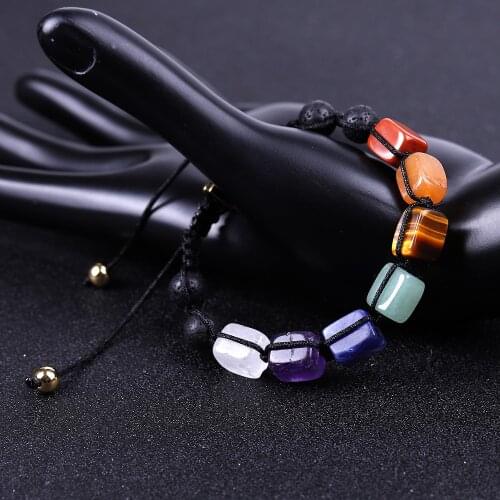 Fashion Lava Rock 7 Chakra Essential Oil Diffuser Natural Stone Bracelet Yoga Reiki Healing Crystal For Women Girl Jewelry