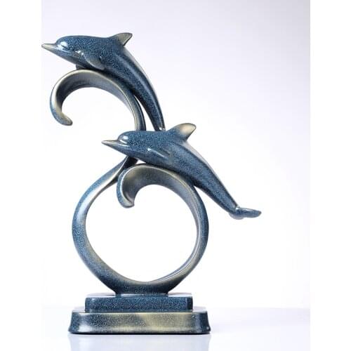 Couple Dolphin Miniature Resin Dolphin Lovers Figurine Marine Craft Home Decor Ornament Wedding Gift Valentines Day Souvenir