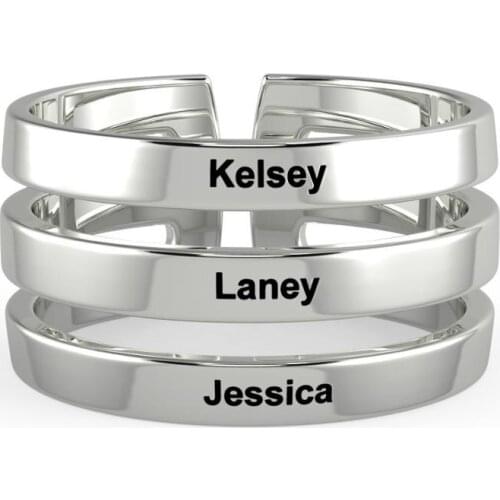 Personalized Stackable Name Ring For Women Men Stainless Steel Adjustable Engraved Ring Promise Wedding Bands Jewelry