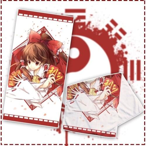 Anime JK Hakurei Reimu Cosplay Beach Face Bath Towel Cartoon Girl TouHou Project Facecloth Washcloth Soft