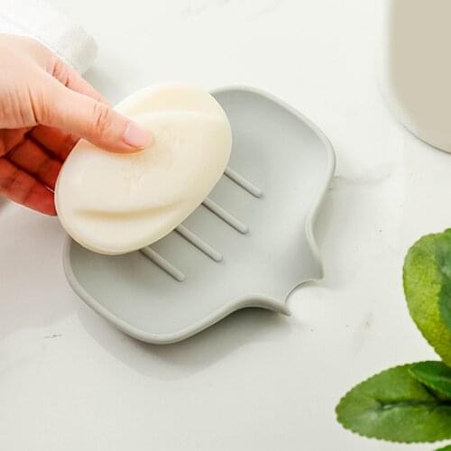 Portable Bathroom Silicone Soap Dish Anti-slip Soap Sponge Drip Tray Shower Soap Holder Bathroom Accessories