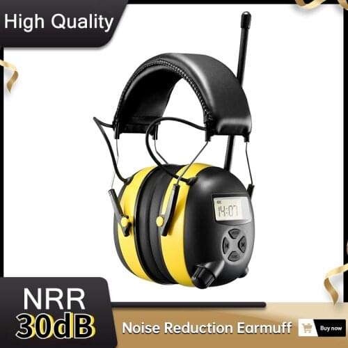 With Digital Display Electronic Noise Reduction Hearing Protector Digital AM / FM Radio Stereo Hearing Protection EarMuffs NEW