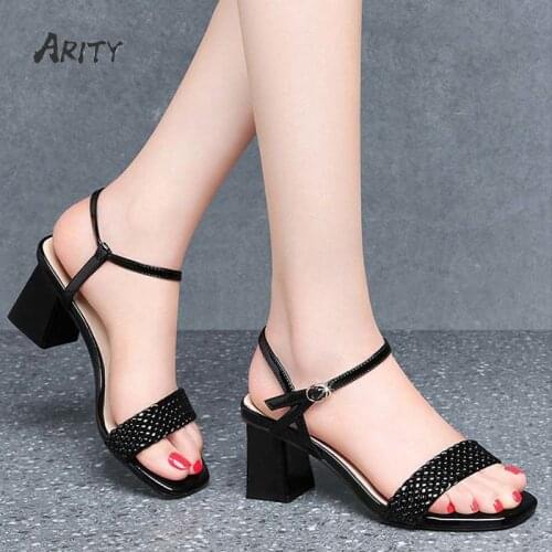 Soft Leather Woven Sandals Women Summer Shoes 2021 New Weave Thick Chunky High Heels Sandals