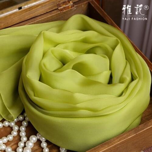 Pure Silk Neck Scarfs Wraps solid 100% Real Silk Long Scarves Women Square Silk Scarf green Bandana Gift for Mother Hangzhou