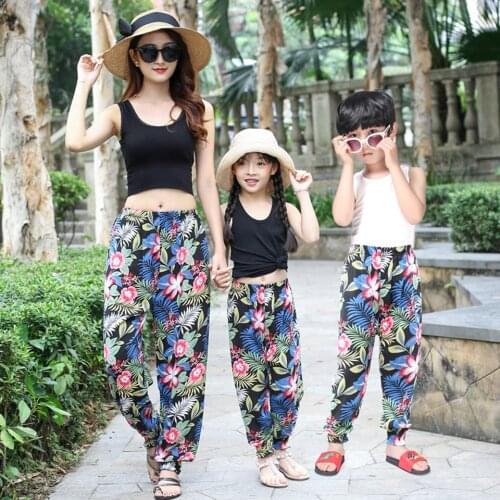 Summer 2020 Family Matching Outfits Caual Trouser Anti Mosquito Pants Thin Trousers For Mom Son Daughter Hot Sale Harem Pants