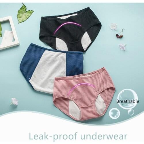 Menstrual Period Panties Leak Proof Ladies Underwear Women Cotton Elastic Middle Waist Breathable Soft Girls Briefs Waterproof