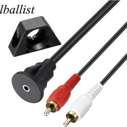 Lballist 2RCA Male to 3.5mm Female Extention Cable Flush Panel Mount For Car Boat Motorcycle