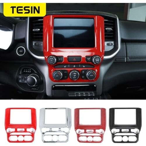 TESIN Interior Mouldings Car Center Console Navigation Panel Decoration Cover Sticker Accessories For Dodge RAM 1500 2018-2021