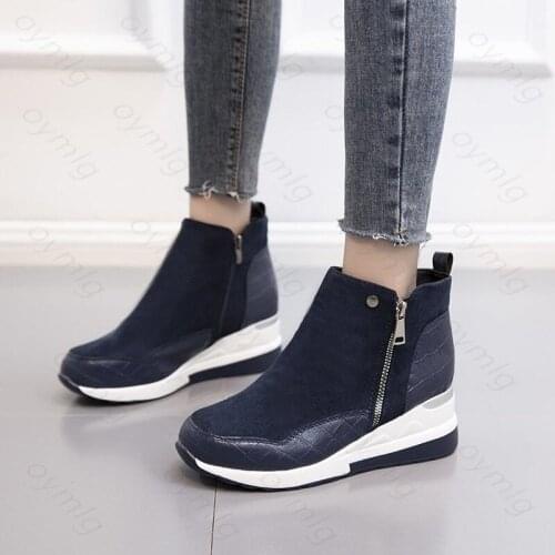 Plus Size Warm Plush Winter Botas Chunky Sneakers Ankle Boots Women Shoes Ladys Zipper Buckle Thick Sole Platform Zapatos Mujer