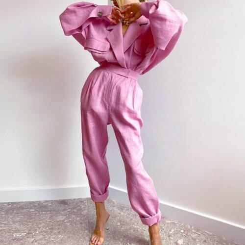 Cotton Linen Fashion Breasted Jacket Female + Casual Pants Oversize Chic Batwing Longs Sleeve Blazers Womens Clothing Jackets