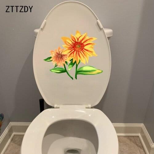 ZTTZDY 24.9*20.9CM Hand Drawn Sunflower Cartoon Bedroom Wall Decal Home Decor Toilet Stickers T2-0196