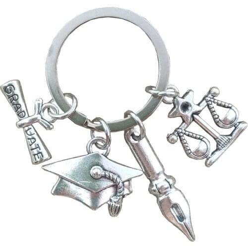 12 Signs Constellations Zodiac Keychain Key Ring Graduates Series Pen Bachelors Hat Libra Style Student Gift