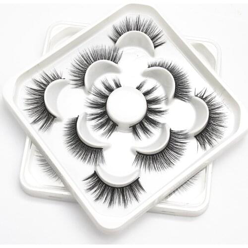 MEIANNA 5 Pairs Natural False Eyelashes 3D Mink Lashes Fluffy Soft Wispy Volume Lash Extension Individual Eyelash Extension