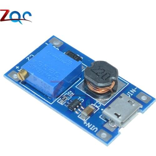 5PCS MT3608 DC-DC Adjustable Boost Module 2A Boost Plate Step Up Module With Micro USB LM2577 Replace XL6009
