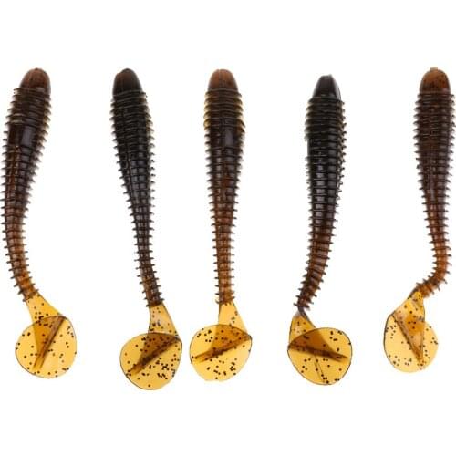 5 Pieces T Tail Soft Fishing Lure Worm Swimbait Fishing Tackle 122mm/48inch