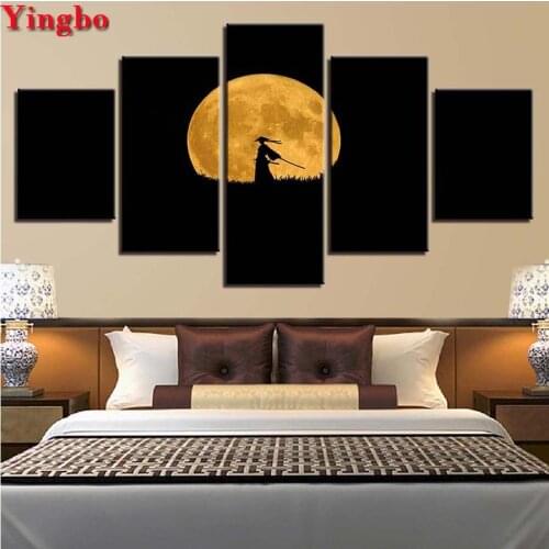 5D DIY Diamond Painting Japan Anime Samurai Full Square Diamond Embroidery Cross Stitch 5 Pieces Mosaic Picture Of Rhinestones