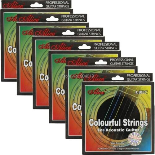 6Sets Alice Colorful Acoustic Guitar Strings Coated Copper Alloy Wound A407C 011