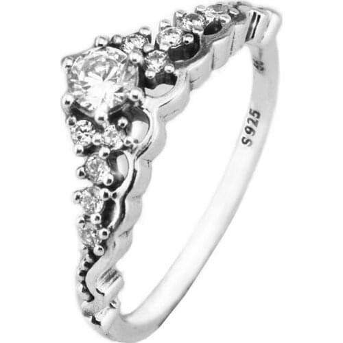 925 Original Sterling Silver Rings for Women Fairy Tale Tiara Ring Engagement Wedding Statement Jewelry Party Gift anillos