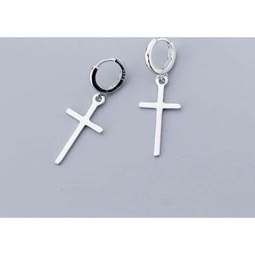 925 Sterling Silver Cross Piercing Stud Earrings For Women Elegant Party Jewelry Accessories EH1192
