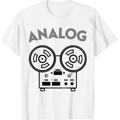 Analog Vintage Reel To Reel Audio Recording Sound Engineer T-Shirt Fashionable Camisa Tops Shirt Cotton Tshirts For Men Street