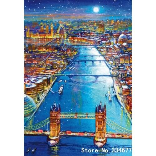 Tower bridge scenery Oil Painting Embroidery Needlework 14CT Counted Unprinted DIY Cross Stitch Kit Handmade Art Wall Decor