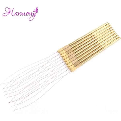 Free Shipping 5pcs/lot Copper pulling threader Ventilating Needles Loop Threader For Micro Beads Hair Extension Tools