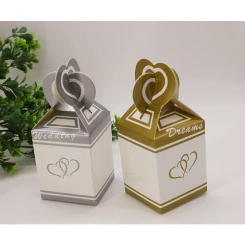 Free Shipping 50 X Creative Gold/Silver Wedding Candy Box Euro Tail Gift Box Wedding Party Deco Supply