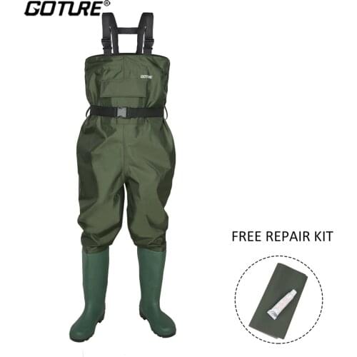 Goture Kid Fishing Waders 100% Waterproof Chest Fishing Pants 2-9 Years Old Children Wader Girl Boys Fishing Suit with Boot