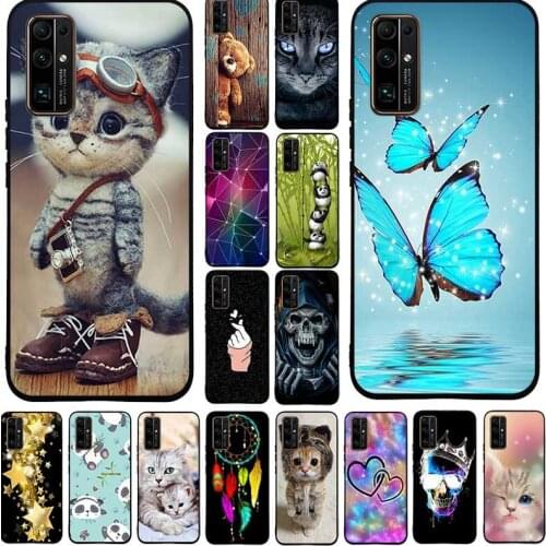 For Huawei Honor 30 Case Cover For Honor 30 Pro 30S Honor30 Case Silicone Soft TPU Phone Back Cover Cute Anime Cat Flower Bumper