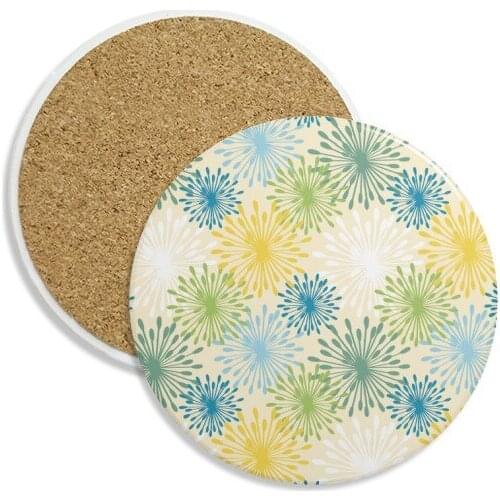 Flower Plant Color Dandelion Ceramic Coaster Cup Mug Holder Absorbent Stone for Drinks 2pcs Gift