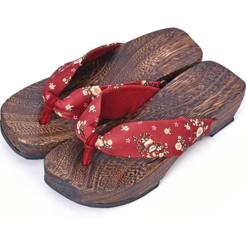 Japanese Cosplay Geta Clogs Women Wooden Flats Shoes Male Slippers Sandals Summer Flip-flops Sandals Wood Outdoor Slippers