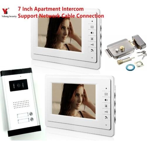 7" Apartment Wired Video Interphone Audio Intercom Door Bell Video Deurbel Intercom Door System + Electric lock set