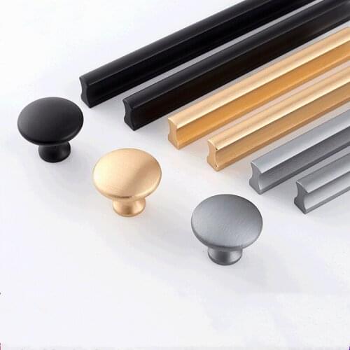 Door Handle Catch Pull Grip Furniture Cabinet Drawer Length 12cm 15cm 18cm 21cm 24cm 27cm 34cm 40cm -100cm brush Gray Black Gold