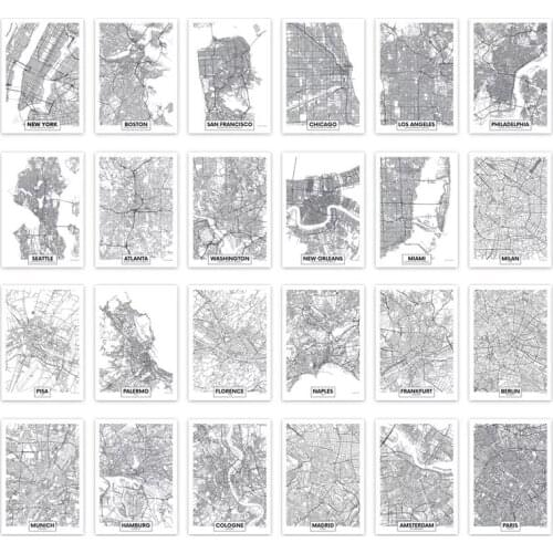 Custom City Poster Germany London Italy Paris Travel Map Wall Art Canvas Painting Nordic Pictures for Home Cuadros Decoration