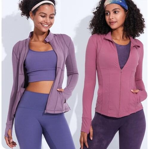 Autumn New Women High Quality Running Jacket Fitness Elastic Exercise Tight Jacket Classic Style Long Sleeve Zipper Sport Jacket
