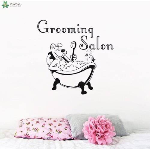 YOYOYU Wall Decal Funny Dog Grooming Salon Window Sticker Decals Pet Shop Poster Logo Home Decor Interior Adhesive Mural CT584