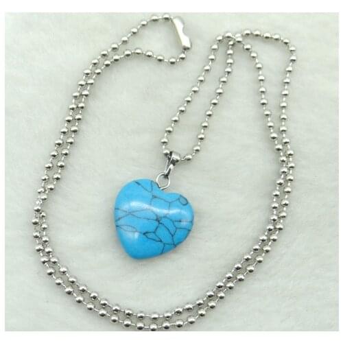 Natural Stone Heart-shaped Turquoises Quartz crystal tiger eye Charms Pendants for diy Jewelry Making necklace Accessories A3