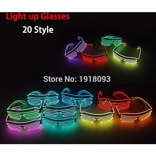 New Shutter Fashionable Glasses EL Wire Novelty Lighting LED Neon Light Up Party Festival decor DC-3V Driver