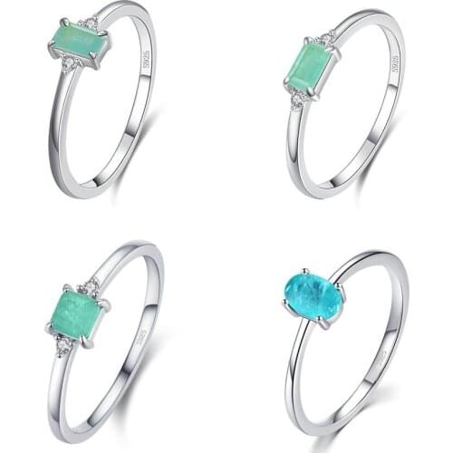 QTT Rings 925 Sterling Silver Gold For Woman Wedding Party Paraiba Tourmaline Gemstone Classic Ring Jewelry Anniversary Gift