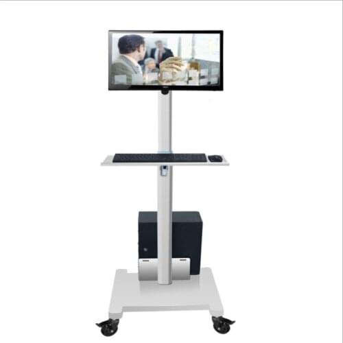 Touch all-in-one machine sitting and standing alternately floor mobile bracket is suitable for 17-42 inches luxury double tray